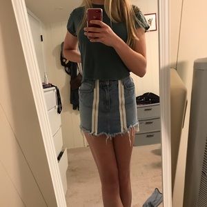 Denim High Wasted Skirt with Zippers